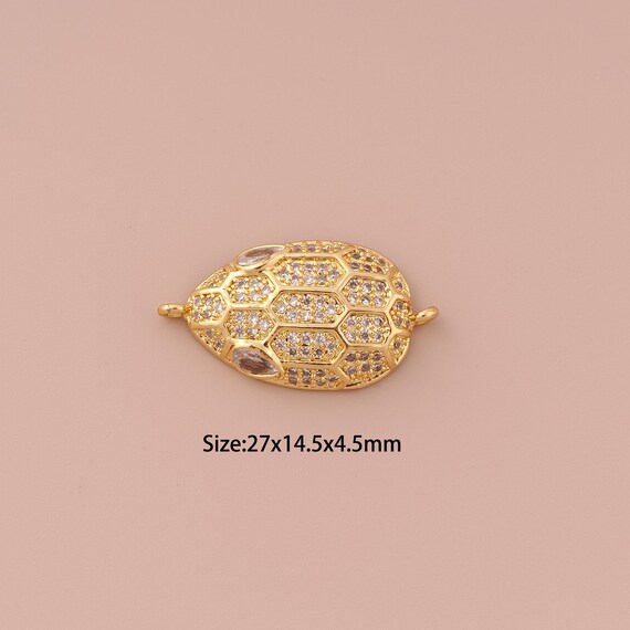 18K Gold Snake Connector,CZ Pave Minimalist Connector Charms,Snake Connector for DIY Jewelry Making Supply
