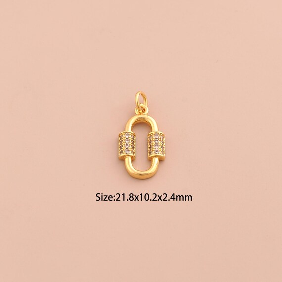 18K Gold Paper Clip Charms,CZ Pave Paper Clip Charms Pendants,Paper Clip Charm for DIY Jewelry Making Supply