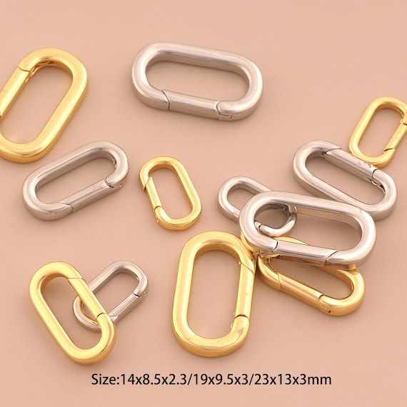 18K Gold Push Door Clasp,Spring Clasp,Oval Clasp for DIY Jewelry Making Supply
