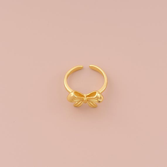 18K Gold Open Rings,Bow Rings,Thin Gold Rings for DIY Jewelry Making Supply