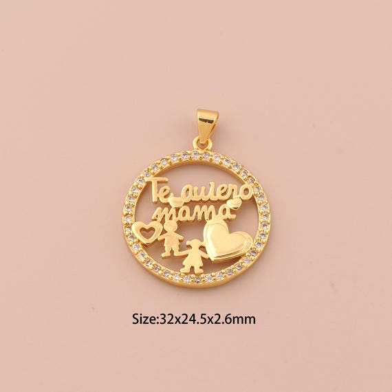18K Gold Heart Charms,CZ Pave Letter Charms Pendant,Round Charm for DIY Jewelry Making Supply