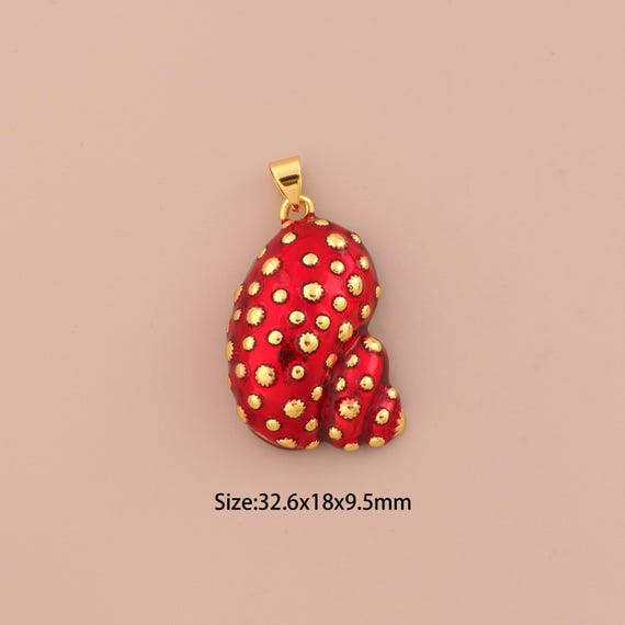 18K Gold Conch Charms,Enamel Conch Charms Pendants,Conch Charm for DIY Jewelry Making Supply