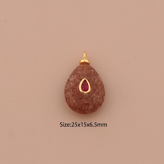 18K Gold Energy Stone Charms,Natural Stone Charms Pendants,Stone Charm for DIY Jewelry Making Supply