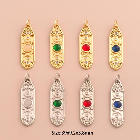 18K Gold Moon Star Charms,CZ Pave Celestial Charms Pendants,Star Moon Charm for DIY Jewelry Making Supply