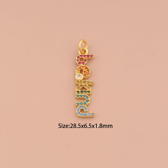 18K Gold Beklnd Charms,CZ Pave Letter Charms Pendants,Beklnd Charm for DIY Jewelry Making Supply