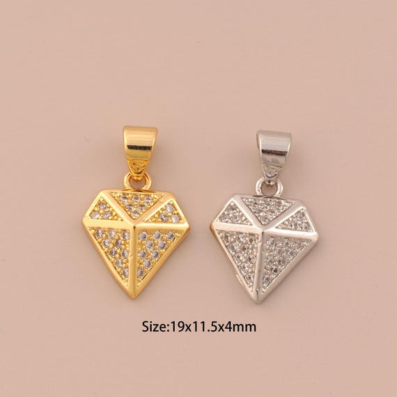 18K Gold Diamond Charms,CZ Pave Diamond Charms Pendants,Diamond Charm for DIY Jewelry Making Supply