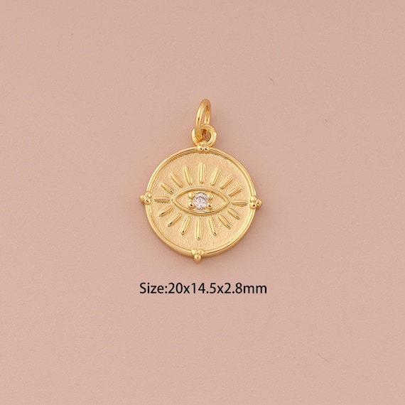 18K Gold Evil Eye Charms,CZ Pave Minimalist Charms Pendants,Devil Eye Charm for DIY Jewelry Making Supply