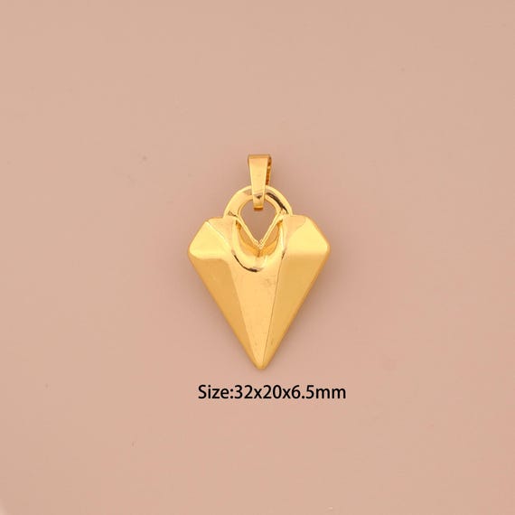 18K Gold Heart Charms,Heart Charms Pendants,Heart Charm for DIY Jewelry Making Supply