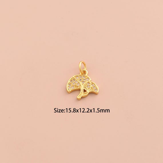 18K Gold Mushroom Charms,CZ Pave Mushroom Charms Pendants,Mushroom Charm for DIY Jewelry Making Supply
