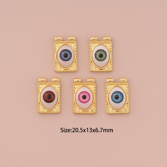 18K Gold Evil Eye Charms,Enamel Minimalist Charms Pendants,Devil Eye Charm for DIY Jewelry Making Supply