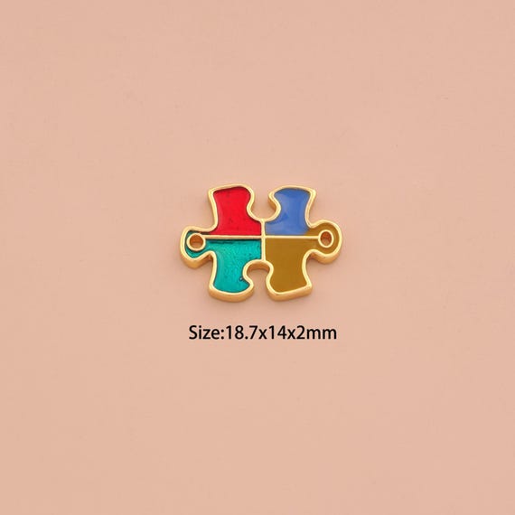 18K Gold Jigsaw Connector,Jigsaw Connector Charms,Jigsaw Connector for DIY Jewelry Making Supply