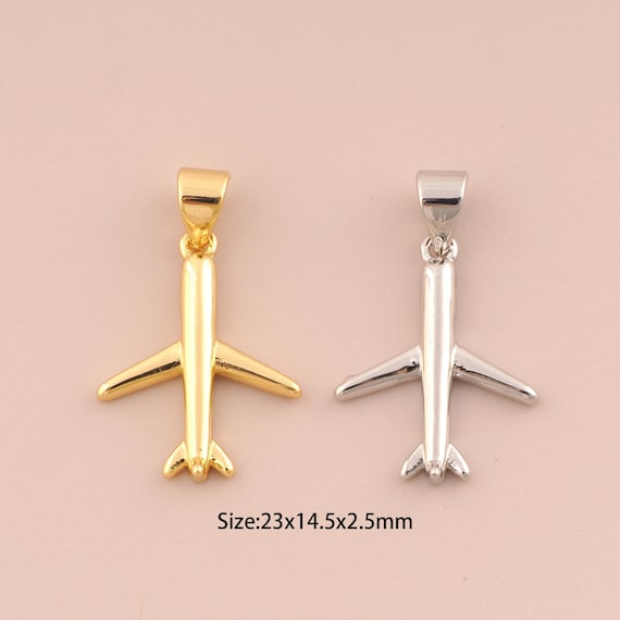 18K Gold Airplane Charms,Airplane Charms Pendants,Airplane Charm for DIY Jewelry Making Supply