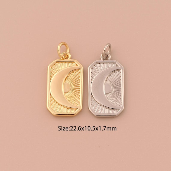 18K Gold Moon Charms,Minimalist Charms Pendants,Sun Charm for DIY Jewelry Making Supply