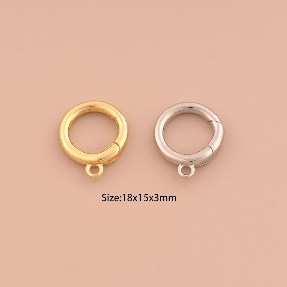 18K Gold Push Door Clasp,Spring Clasp,Round Clasp for DIY Jewelry Making Supply