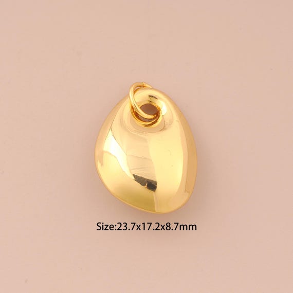 18K Gold Oval Charms,Minimalist Charms Stone Pendants,Oval Pendant for DIY Jewelry Making Supply