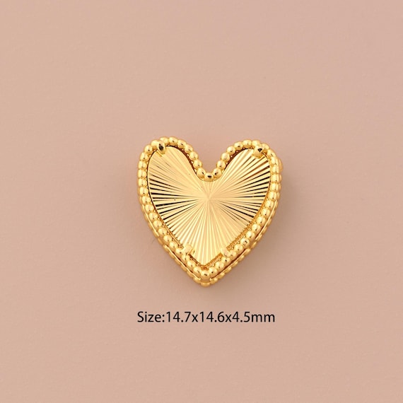 18K Gold Heart Charms,Minimalist Charms Pendants,Heart Charm for DIY Jewelry Making Supply