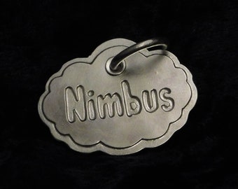 Cloud shaped sterling silver pet ID tag