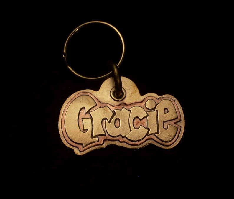 Handmade brass and copper pet tag image 1