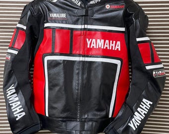 Yamaha Racing Leather Jacket, CE-Certified Cowhide