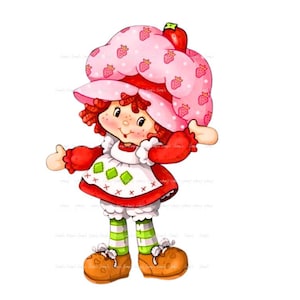 Strawberry Shortcake Cartoon Graphic 80s Clip Art PNG DIY Projects, Mugs, Party Decor, Edible Art, Cake Toppers T-shirts Cute Retro