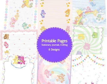 Cutest Bears Stationery: Printable Journal Paper PDF Download, 8 Designs