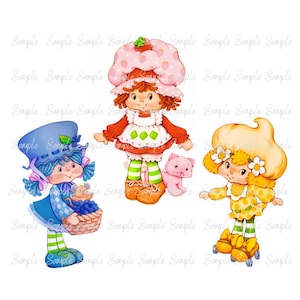 Strawberry Shortcake Clip Art: 80s Cartoon PNGs (Instant Digital Download)