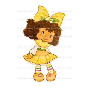 Orange Blossom Cartoon Graphic 80s Clip Art PNG, Mugs, Party Decor, Edible Art, Cake Toppers T-shirts Cute Retro, Strawberry Girl