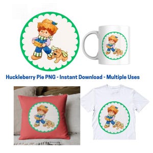 Clip Art de Torta de Huckleberry PNG Logotipo dos anos 80 - Download em PDF para impressão - Projetos DIY, caneca, decoração de festa, adesivos, almofadas, papel de parede digital