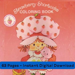 Livre de coloriage vintage Strawberry Shortcake : PDF rétro de 63 pages (téléchargement instantané)