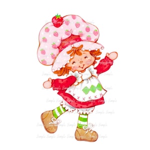 Strawberry Girl Cartoon Clip Art Graphic PNG DIY Projects Mugs Party Decor Edible Art, Cake Toppers, T-shirts, Birthday