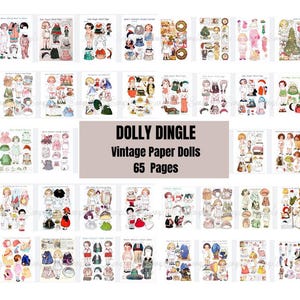 DOLLY DINGLE 67 pages - poupées en papier vintage - téléchargement immédiat - PDF - imprimable - créations, projets de bricolage, techniques mixtes, collage, cartes, livre