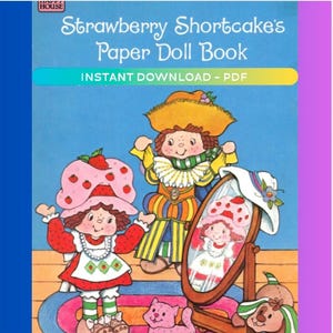 Livre vintage Paper Doll Strawberry Shortcake - Téléchargement instantané - PDF - Imprimable, Activité créative, Salle de classe, Passe temps pleine conscience