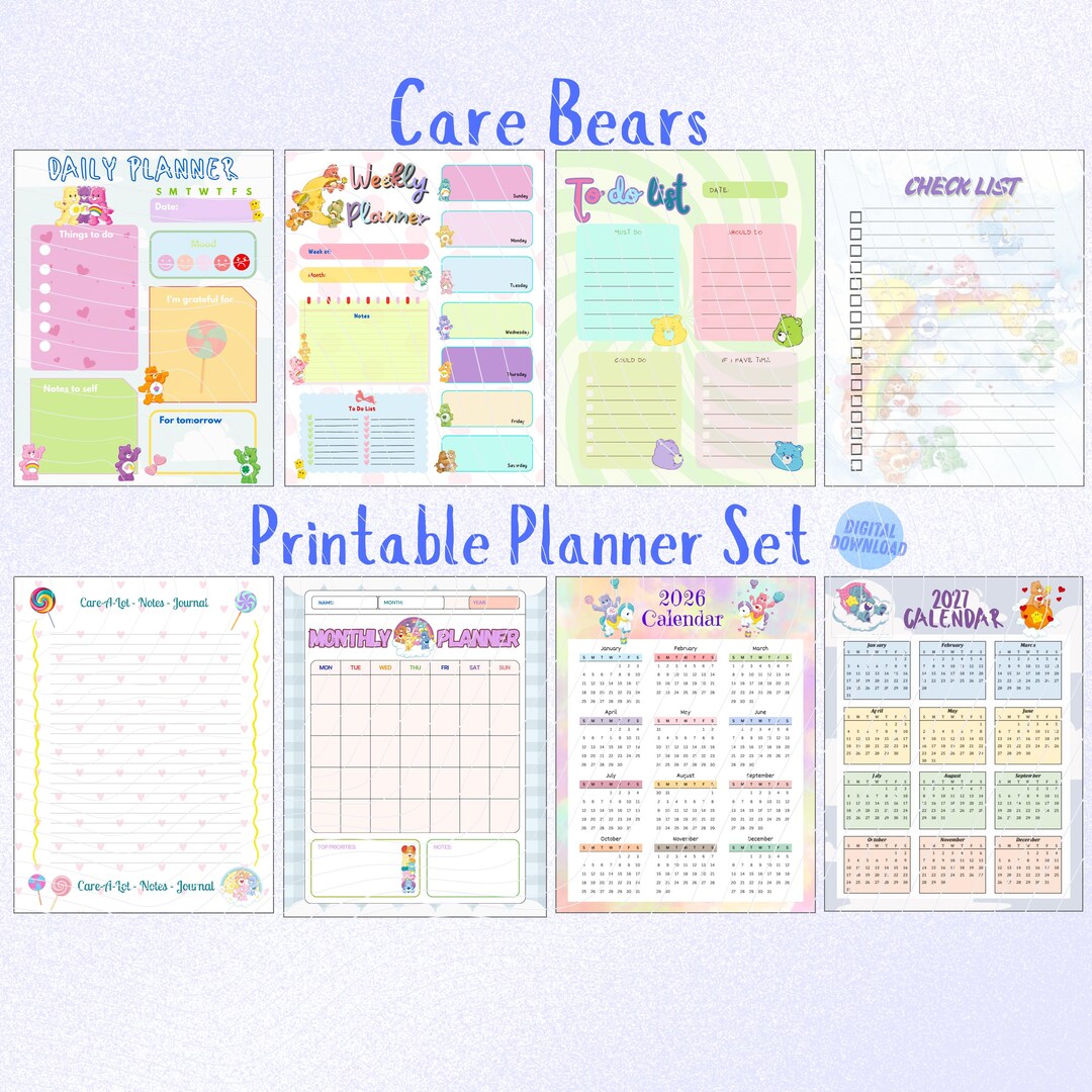 Cutest Bears Planner Pages Printable Daily Weekly Monthly to Do ...
