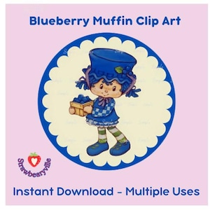 Muffin aux myrtilles et aux fraises - Clip Art PNG - téléchargement immédiat - projets DIY Mugs Party Decor Stickers oreillers, papier peint numérique