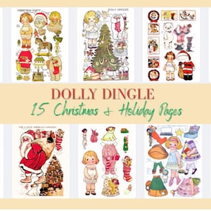 Muñecas vintage navideñas DOLLY DINGLE (15 páginas) - Descarga en PDF - Imprimible - Manualidades, técnicas mixtas, collage, tarjetas, libro creativo