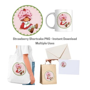 Strawberry Girl Clip Art PNG - 80's - logo graphique - imprimable - projets de bricolage, tasse, décoration de fête, autocollants, oreillers, papier peint numérique