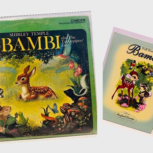 Livro Bambi da Disney Vintage e conjunto de discos Shirley Temple