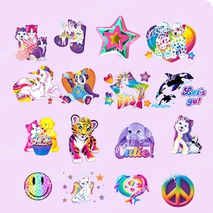 Puede incluir: Una colecci&oacute;n de pegatinas coloridas con varios animales y objetos de dibujos animados. Los dise&ntilde;os incluyen una carita sonriente, un signo de la paz, una estrella, un unicornio, un tigre, un panda, un delf&iacute;n y un conejo con la palabra "Cutie!"