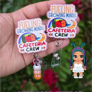 cafeteria staff badge reel | lunch lady badge reel | lunch staff badge reel | beaded ID holder