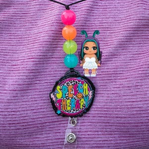Speech Therapy Badge Reel | Speech Therapy Breakaway Lanyard | Beaded Badge Reel | Beaded Breakaway Lanyard