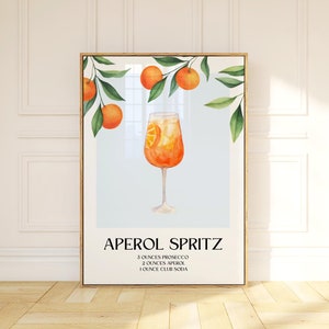 Cartel de Aperol Spritz para bar, decoración de carritos, cartel de bebida exclusiva, cartel de cóctel exclusivo, arte de pared para cocina, cartel de Aperol Spritz, cartel de Martini