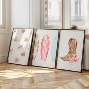 Coastal Cowgirl Decor 3 Piece Wall Art Seashell Beach Wall Art Pink ...