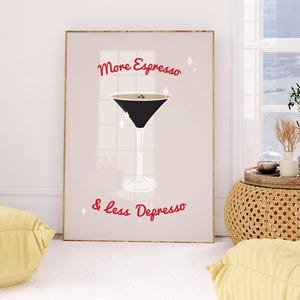 Espresso martini print retro bar winkelwagen decor grappig citaat voor keuken muur kunst afdrukbare digitale muur kunst thuis bar poster martini print