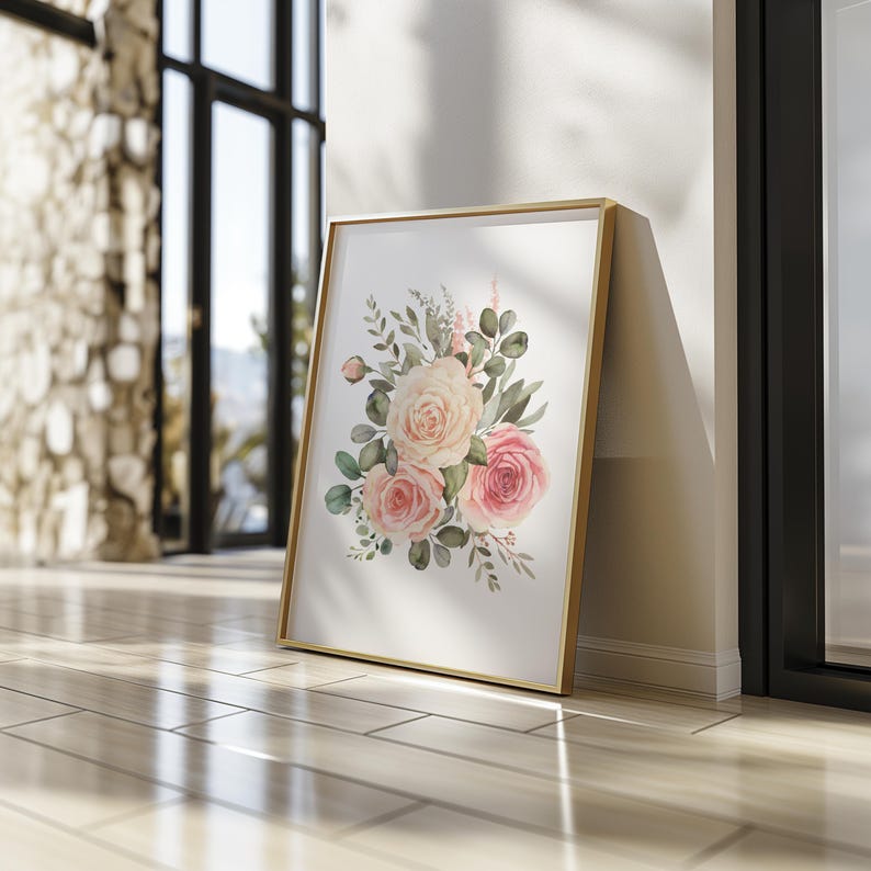 Rustic Rose Flower Wall Art Botanical Print Elegant Vintage Wall Art ...