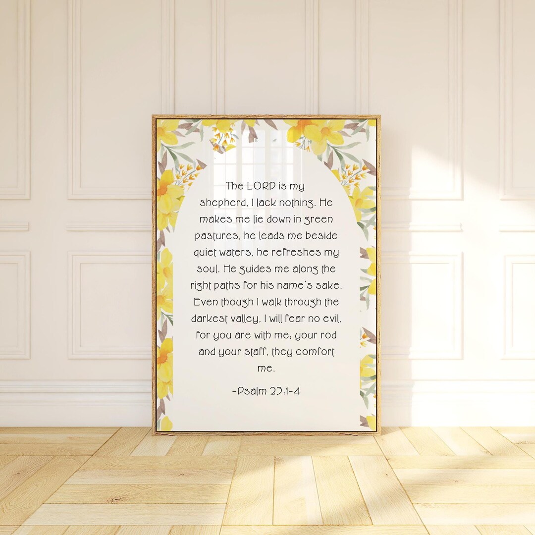 Yellow Floral Christian Wall Art Bible Verse Quote Flower Art for ...