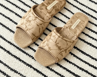 Minimalist Linen Home Slippers - Breathable Anti  Indoor Slides - Lightweight EVA Sole House Shoes - Neutral Tones Spa Slippers for Women