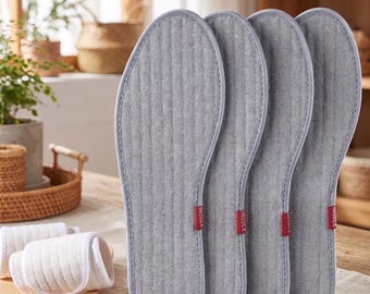 Handmade Natural Mugwort & Cotton Linen Insoles - Breathable Herbal Shoe Pads for Odor Relief, Sweat-Absorbing Comfort