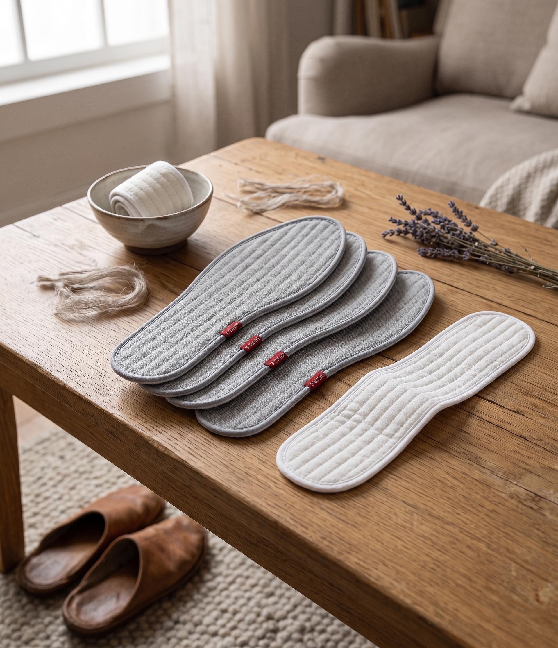 Handmade Natural Mugwort & Cotton Linen Insoles - Breathable Herbal ...