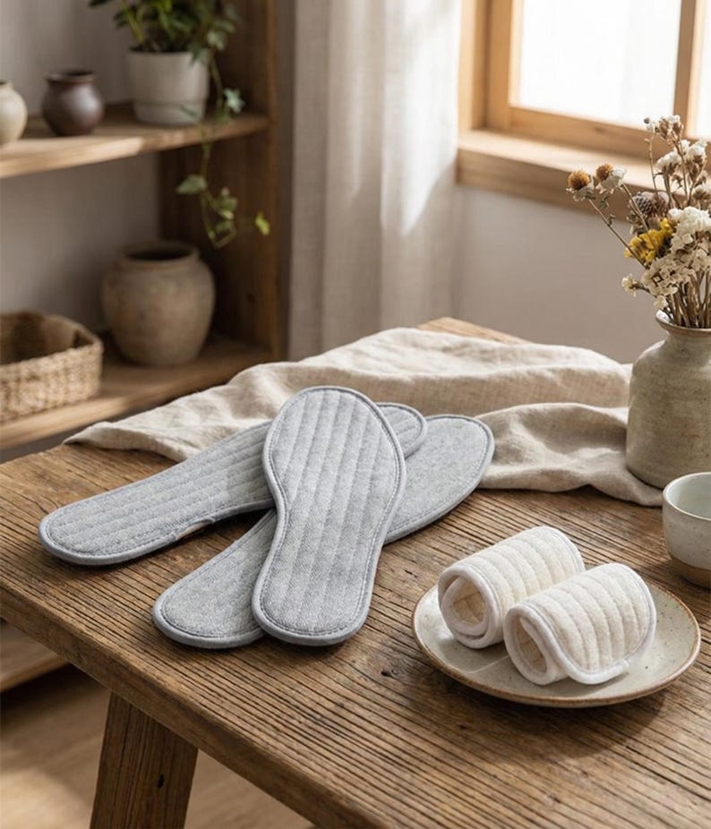 Handmade Natural Mugwort & Cotton Linen Insoles - Breathable Herbal ...