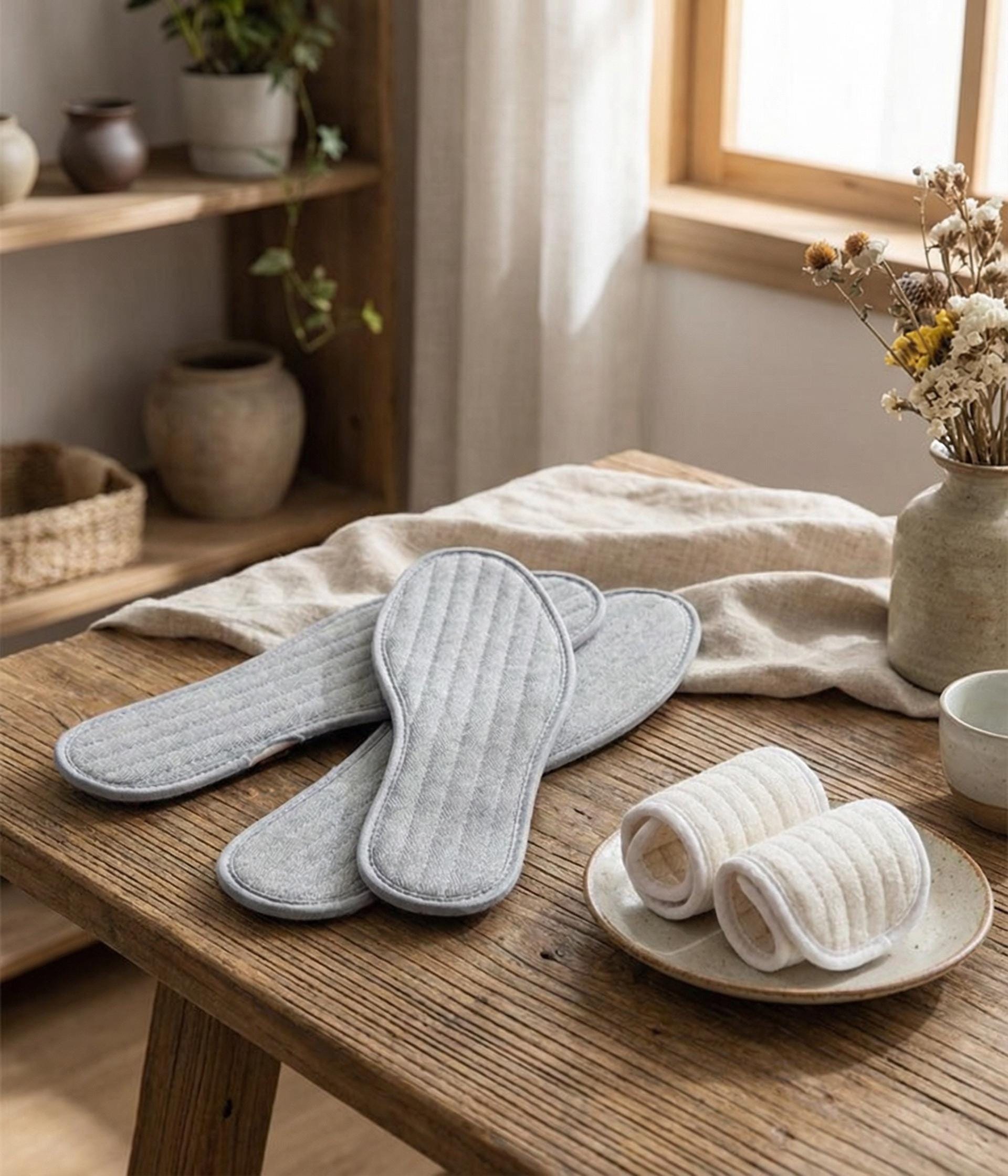 Handmade Natural Mugwort & Cotton Linen Insoles - Breathable Herbal ...